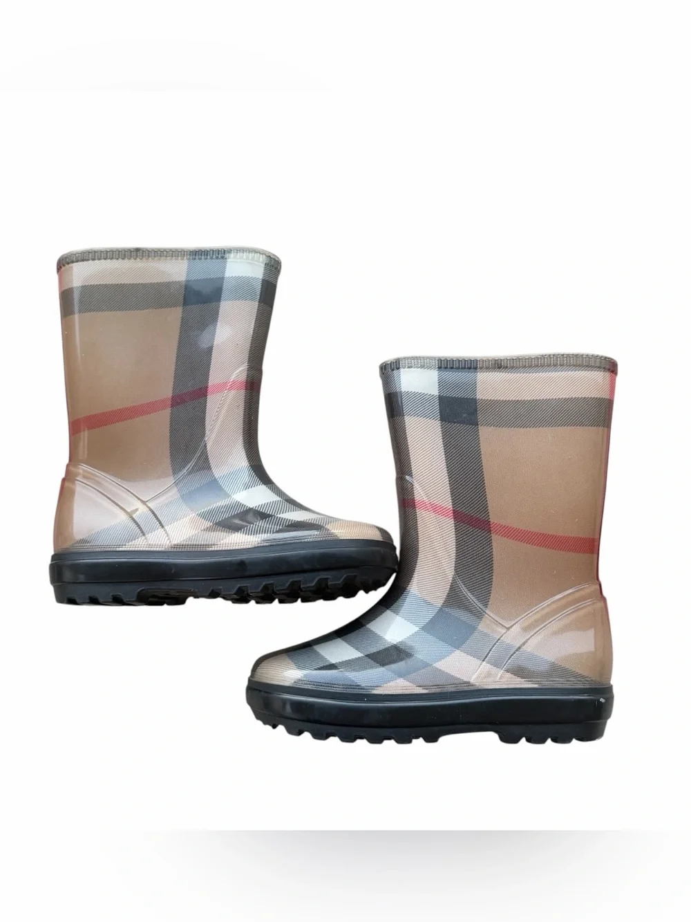 Burberry Kids Plaid Rainboots Equestrian Casual Luxury Size 9/10 U.S.; EU 27/28